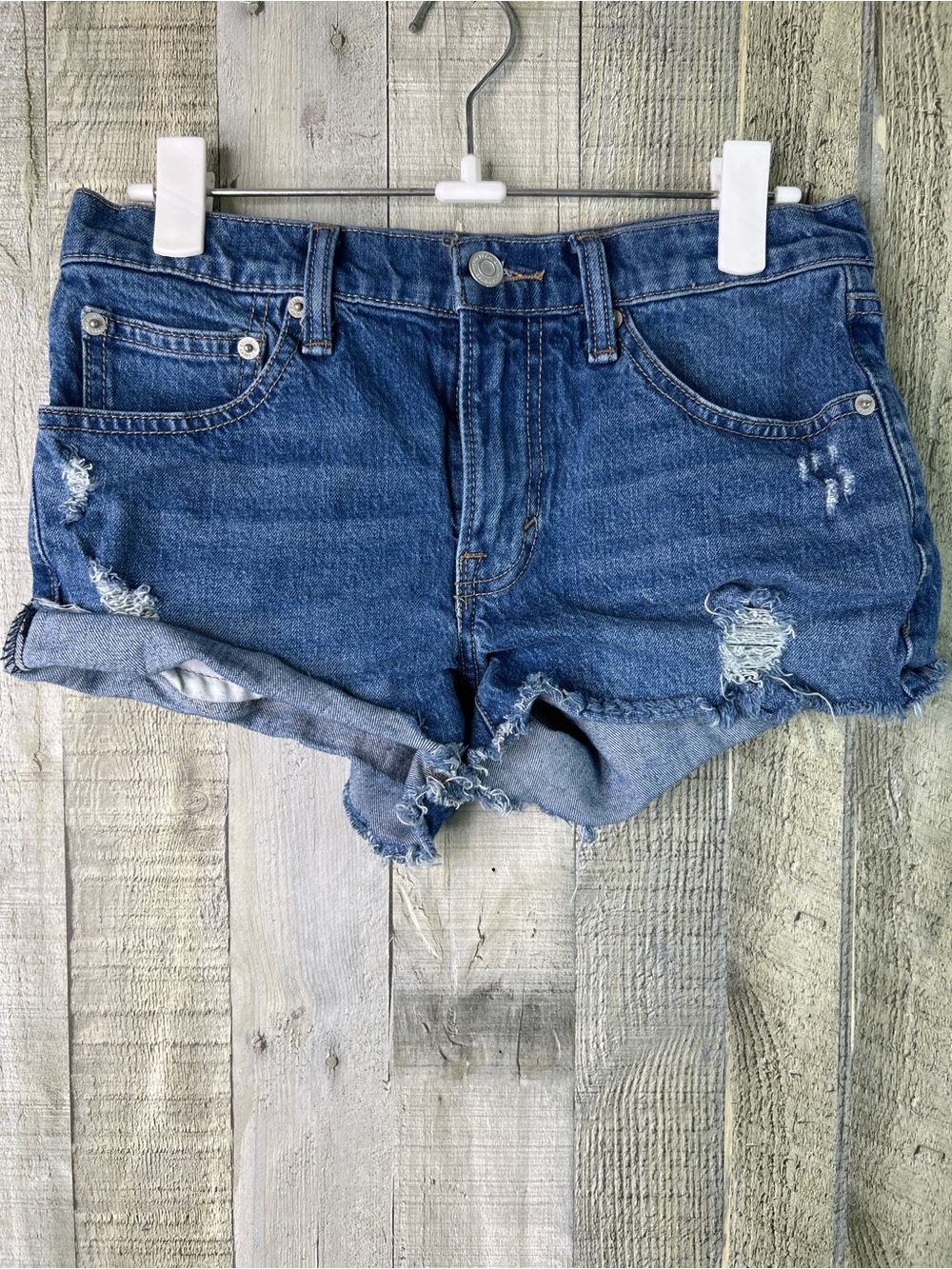 Lucky Brand Size 0/25 Distressed Mid-Rise Cutoff Denim Short Shorts Hottie Hot